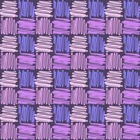 A pattern from a pencil stroke drawing. Colored doodles. The texture of a sketch drawn by hand with pen lines. Transverse or parallel hatching. Purple and blue background of round dashed shapes vector