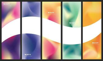 Wavy gradient mesh background template copy space set for poster, banner, card, flyer, or brochure vector