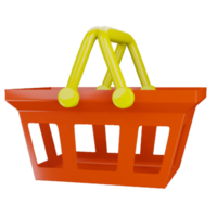 red shopping cart illustration design in 3d style. png