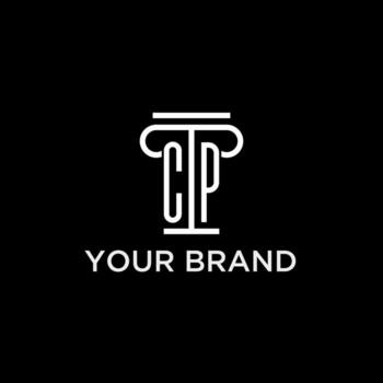 CP monogram initial logo with pillar shape icon design vector