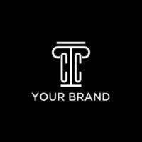CC monogram initial logo with pillar shape icon design vector
