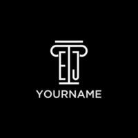 EJ monogram initial logo with pillar shape icon design vector