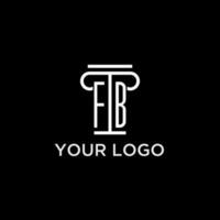 FB monogram initial logo with pillar shape icon design vector