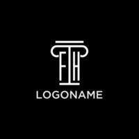 FH monogram initial logo with pillar shape icon design vector