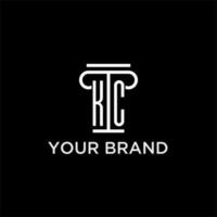 KC monogram initial logo with pillar shape icon design vector