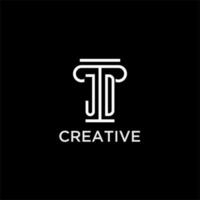 JD monogram initial logo with pillar shape icon design vector