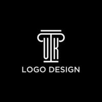 UK monogram initial logo with pillar shape icon design vector