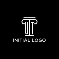 UT monogram initial logo with pillar shape icon design vector