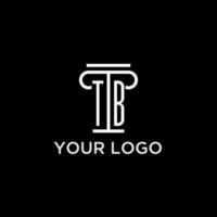 TB monogram initial logo with pillar shape icon design vector