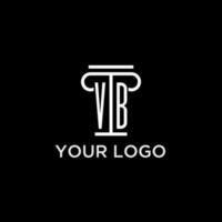 VB monogram initial logo with pillar shape icon design vector