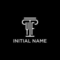 YF monogram initial logo with pillar shape icon design vector