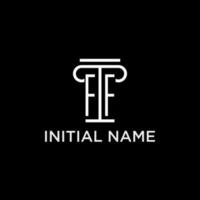 ff monograma inicial logo con pilar forma icono diseño vector