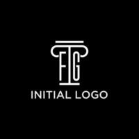 fg monograma inicial logo con pilar forma icono diseño vector