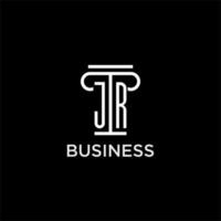 JR monogram initial logo with pillar shape icon design vector