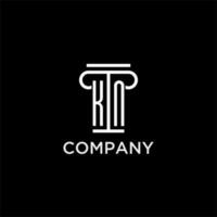 KN monogram initial logo with pillar shape icon design vector