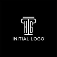 KG monogram initial logo with pillar shape icon design vector