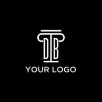 DB monogram initial logo with pillar shape icon design vector