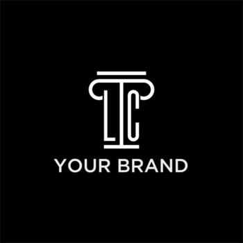 LC monogram initial logo with pillar shape icon design vector