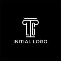 LG monogram initial logo with pillar shape icon design vector