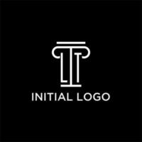 LT monogram initial logo with pillar shape icon design vector