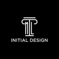 ML monogram initial logo with pillar shape icon design vector
