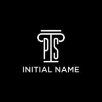 PS monogram initial logo with pillar shape icon design vector