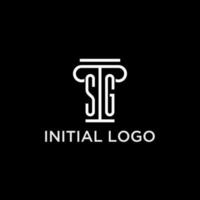 SG monogram initial logo with pillar shape icon design vector