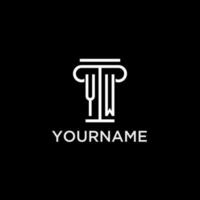 YW monogram initial logo with pillar shape icon design vector