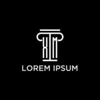 XM monogram initial logo with pillar shape icon design vector