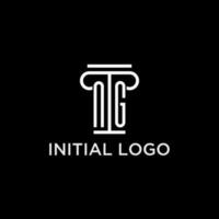 ng monograma inicial logo con pilar forma icono diseño vector