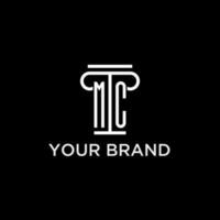 MC monogram initial logo with pillar shape icon design vector