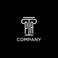 PA monogram initial logo with pillar shape icon design vector