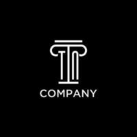 TN monogram initial logo with pillar shape icon design vector