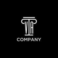 VA monogram initial logo with pillar shape icon design vector