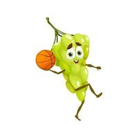 Funny cartoon grape character with basketball ball vector