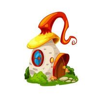 Fairytale magic mushroom house, cartoon building vector