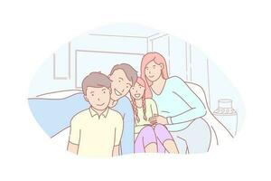 familia, paternidad, infancia, selfie concepto vector