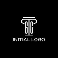 gg monograma inicial logo con pilar forma icono diseño vector
