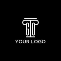 GO monogram initial logo with pillar shape icon design vector