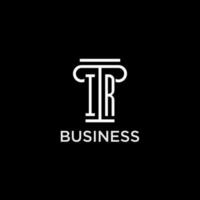 IR monogram initial logo with pillar shape icon design vector