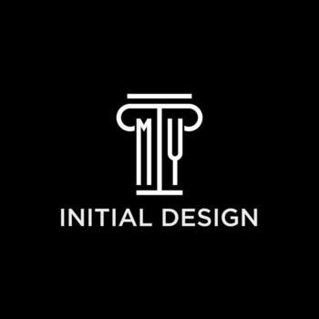 mi monograma inicial logo con pilar forma icono diseño vector
