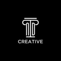 ND monogram initial logo with pillar shape icon design vector