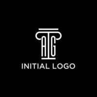 AG monogram initial logo with pillar shape icon design vector