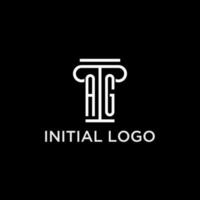 AG monogram initial logo with pillar shape icon design vector