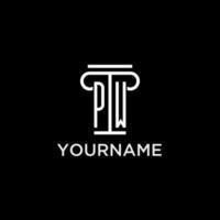 PW monogram initial logo with pillar shape icon design vector
