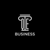 QE monogram initial logo with pillar shape icon design vector
