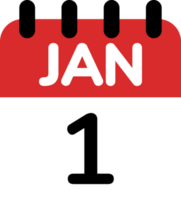 1 von Januar von Neu Jahr Tag Kalender Symbol. png