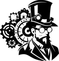 Steampunk - negro y blanco aislado icono - vector ilustración