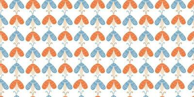 Vector seamless pattern with moths on white background. Great for linens, wallpapers, covers.