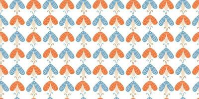 Vector seamless pattern with moths on white background. Great for linens, wallpapers, covers.